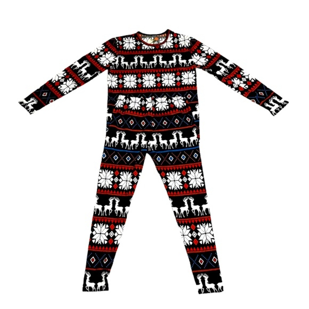 ViCherub Girls 2-Piece Thermal Underlayer Set, Holiday Pattern, Size XL